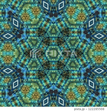 Artistic glossy motifs all over print design. Traditional pattern for throw pillow, rug, carpet, and fabric printing. Modern geometric floral design for textile, tiles, digital paper print 122285508