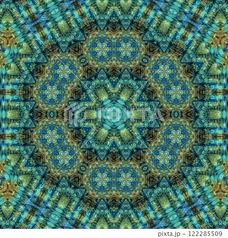 Artistic glossy motifs all over print design. Traditional pattern for throw pillow, rug, carpet, and fabric printing. Modern geometric floral design for textile, tiles, digital paper print 122285509