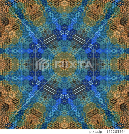 Artistic glossy motifs all over print design. Traditional pattern for throw pillow, rug, carpet, and fabric printing. Modern geometric floral design for textile, tiles, digital paper print 122285564
