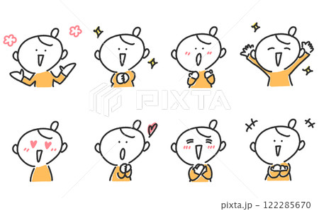 様々な笑顔で喜ぶ女性のセット 感動・ハート・万歳・キラキラ・ 様々な笑顔で喜ぶ女性のセット 感動・ハート・万歳・キラキラ・ 122285670