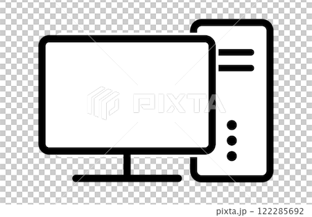 簡單的桌面電腦單色圖標 簡單的桌面電腦單色圖標 122285692