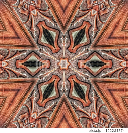 Decorative wooden texture for wall covering. Wood material texture for reed, rug, floor tiles, carpet, fabric, stem, straw, wicker, sisal matting surface printing. Modern wooden frame for decoration 122285874
