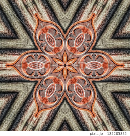 Decorative wooden texture for wall covering. Wood material texture for reed, rug, floor tiles, carpet, fabric, stem, straw, wicker, sisal matting surface printing. Modern wooden frame for decoration 122285883