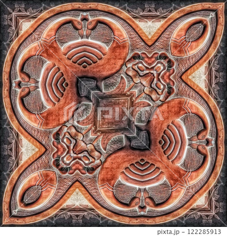 Decorative wooden texture for wall covering. Wood material texture for reed, rug, floor tiles, carpet, fabric, stem, straw, wicker, sisal matting surface printing. Modern wooden frame for decoration 122285913