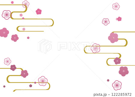 ピンクのシンプルな霞と梅の花の背景 122285972