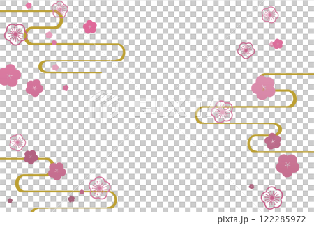 ピンクのシンプルな霞と梅の花の背景 122285972