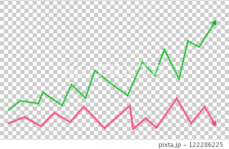 Financial graph with blue and red pointers, Business strategy, Business concept, Price increase, Price decrease 122286225