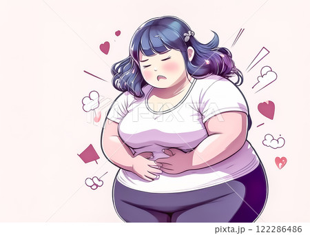 便秘で悩む女性のイラスト素材 便秘で悩む女性のイラスト素材 122286486
