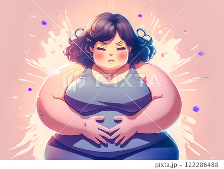 便秘で悩む女性のイメージ素材 便秘で悩む女性のイメージ素材 122286488