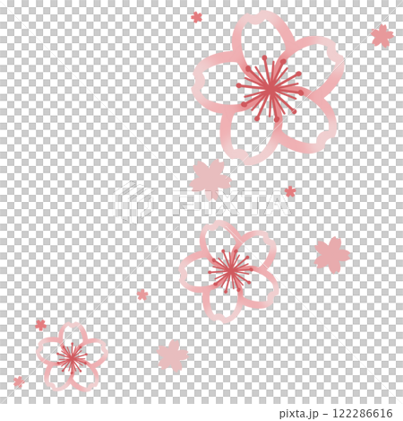 ピンクのシンプルな2種類の桜 122286616