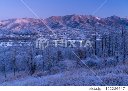 《山梨県》冬の山中湖村・雪景色の風景 122286647