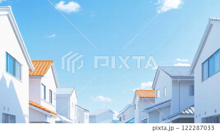 青空と住宅街 122287033