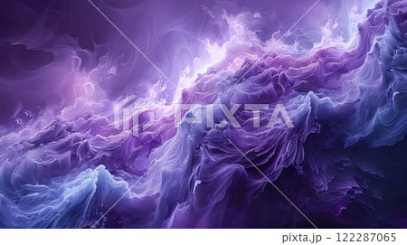 Majestic purple waves of energy and tranquility blend in cosmic scene 122287065