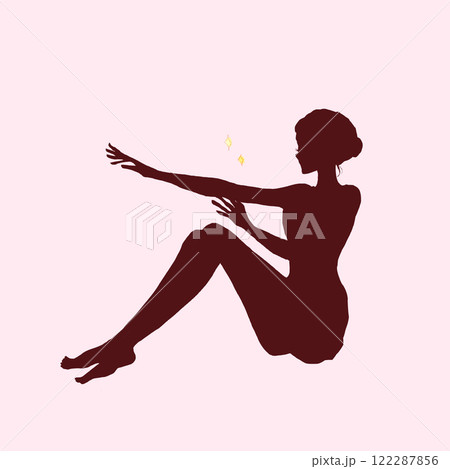 腕を気にかける女性 影絵 腕を気にかける女性 影絵 122287856