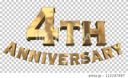 3DCG文字「4th Anniversary/4周年マークキラキラ」ゴールド,金 3DCG文字「4th Anniversary/4周年マークキラキラ」ゴールド,金 122287897