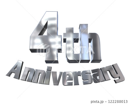 3DCG文字「4th Anniversary/4周年マークキラキラ」シルバー,銀 122288013
