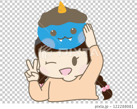 節分期間戴著鬼面具的兒童(女孩) 節分期間戴著鬼面具的兒童(女孩) 122288081