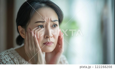 肌荒れを気にするシニア女性 122288208