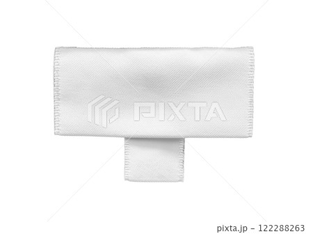 White blank clothing tag label isolated on white background 122288263