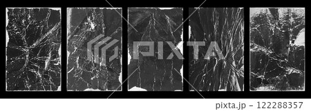 Empty old vintage black scratch torn poster set overlay texture background 122288357