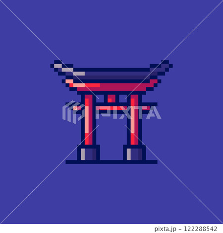 Pixel art Japanese Torii Gate game asset design 122288542