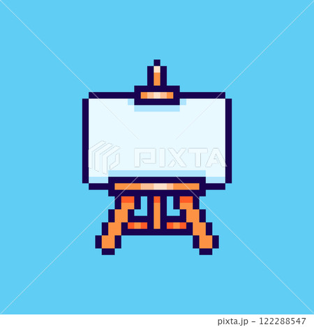 Pixel art Blank Canvas on Easel game asset design 122288547