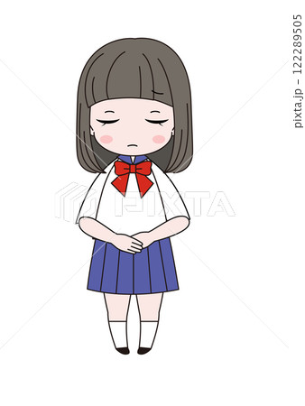 悲しそうに目を伏せているセーラー服姿の女子生徒の全身イラスト 悲しそうに目を伏せているセーラー服姿の女子生徒の全身イラスト 122289505