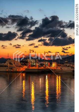 Naxos Port Sunrise Scene 122289876