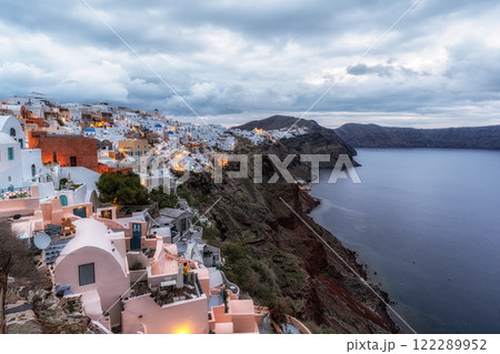 Oia Santorini Sunrise Cliffside View Oia Santorini Sunrise Cliffside View 122289952
