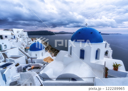 Blue Domed Church in Santorini 122289965