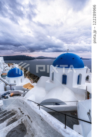Blue Domed Church in Santorini 122289966