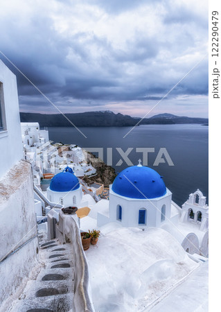 Blue Domed Church in Santorini Blue Domed Church in Santorini 122290479