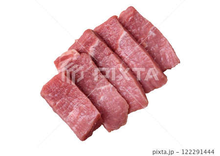 Juicy beef cut into slices with salt, spices and herbs Juicy beef cut into slices with salt, spices and herbs 122291444