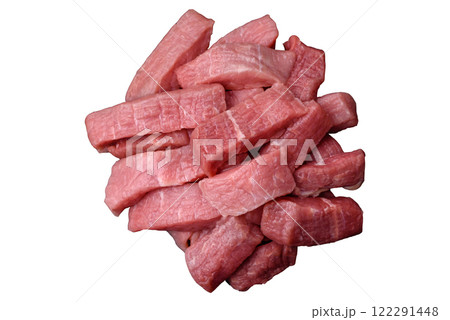 Juicy beef cut into slices with salt, spices and herbs 122291448