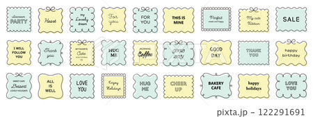 シンプルな飾りフレームのベクターイラストセット。ゆるい、装飾、見出し、線、飾り枠 122291691