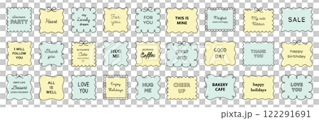 シンプルな飾りフレームのベクターイラストセット。ゆるい、装飾、見出し、線、飾り枠 122291691