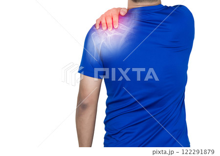 The man had shoulder pain and inflammation. The man had shoulder pain and inflammation. 122291879