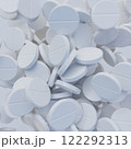 white pills close up, 3D illustration, medicine and health 122292313