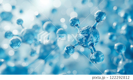 Molecular structure representing water in a scientific illustration. Generative AI 122292812