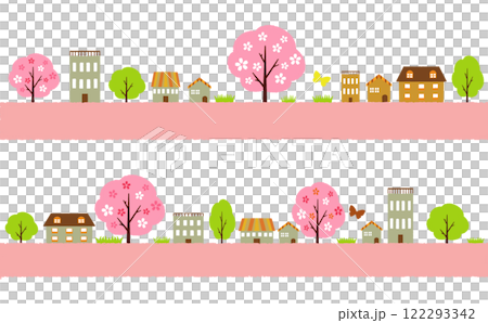 Spring street line decorations in Japanese colors 122293342