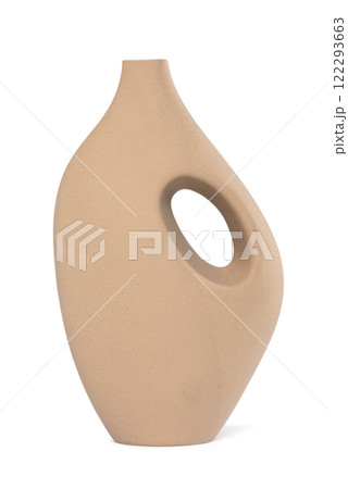 modern terracotta clay vase on a white background. home interior modern terracotta clay vase on a white background. home interior 122293663