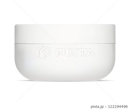 White plastic cosmetic cream jar, simple vector mockup 122294496