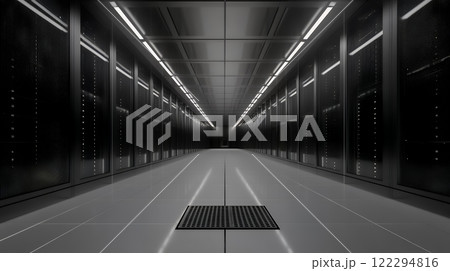 未来の心臓部: モダンなデータセンターの内部風景 未来の心臓部: モダンなデータセンターの内部風景 122294816