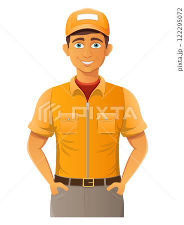 delivery young man courier service vector illustration 122295072