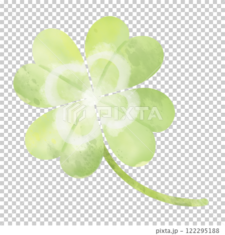 Yellow-green four-leaf clover hand-drawn watercolor illustration 122295188