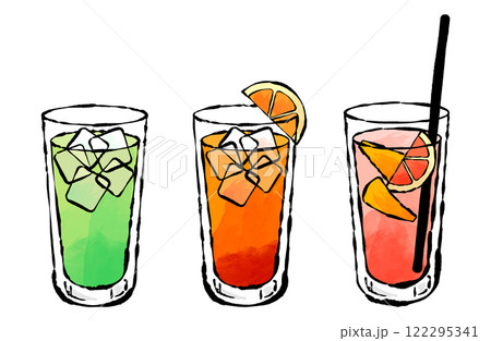 カクテルのベクターイラストセット お酒 アルコール カシスオレンジ サングリア 122295341