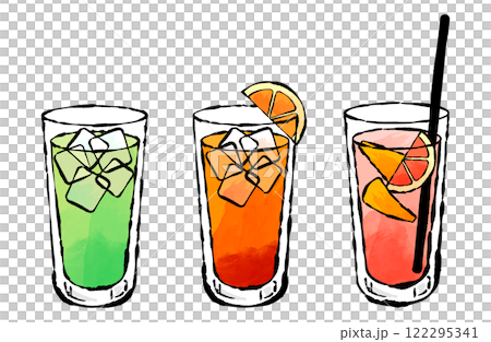 カクテルのベクターイラストセット お酒 アルコール カシスオレンジ サングリア 122295341