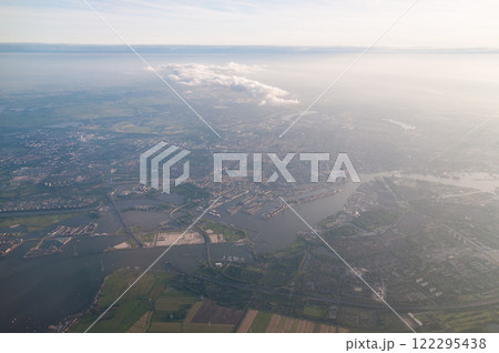 Aerial Amsterdam around sundet 122295438