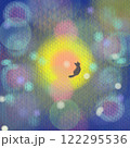 ぼかしの光に包まれた夜空と縁を待つ猫 122295536