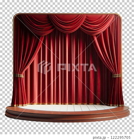 Red curtain and stage with steps, photo, isolated on white background Red curtain and stage with steps, photo, isolated on white background 122295705